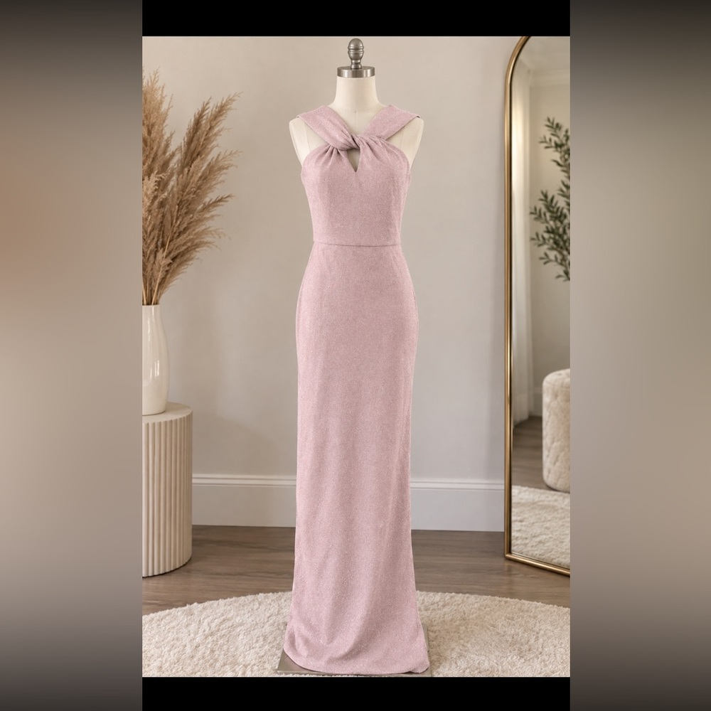 Bebe Blush Pink Halter Gown | Glitter Maxi Dress | Formal Evening Dress size 10